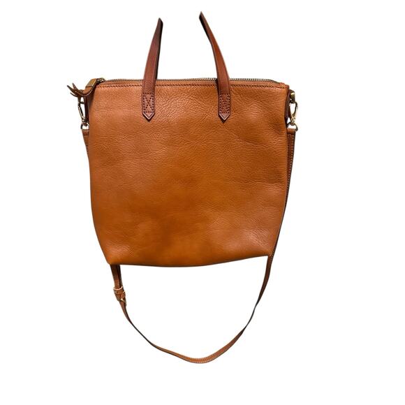 Madewell Brown Leather Double Handles Zipper Closure Satchel Shoulder Bag - Picture 3 of 9